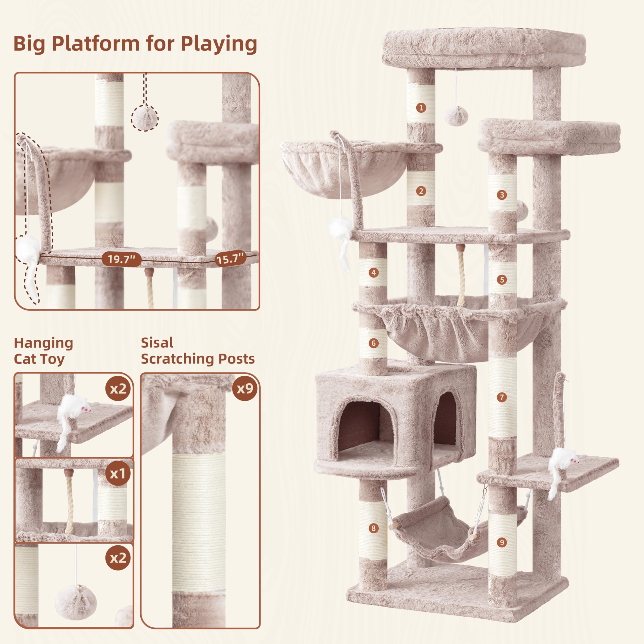 Gitelsnour cat condo and sisal posts for scratching and privacy