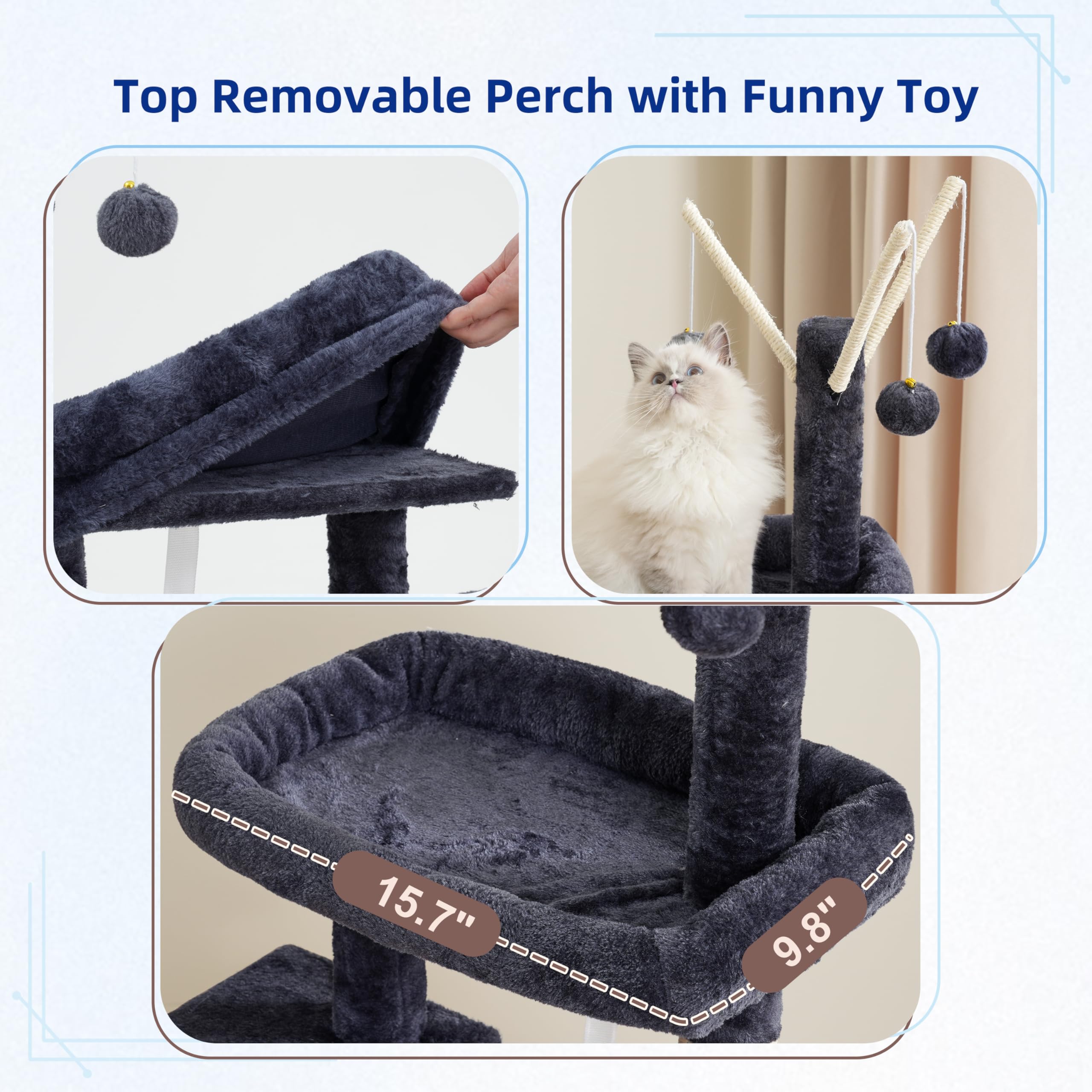 Gitelsnour cat tree condo in soft plush fabric for cozy rests.