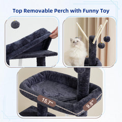Gitelsnour cat tree condo in soft plush fabric for cozy rests.