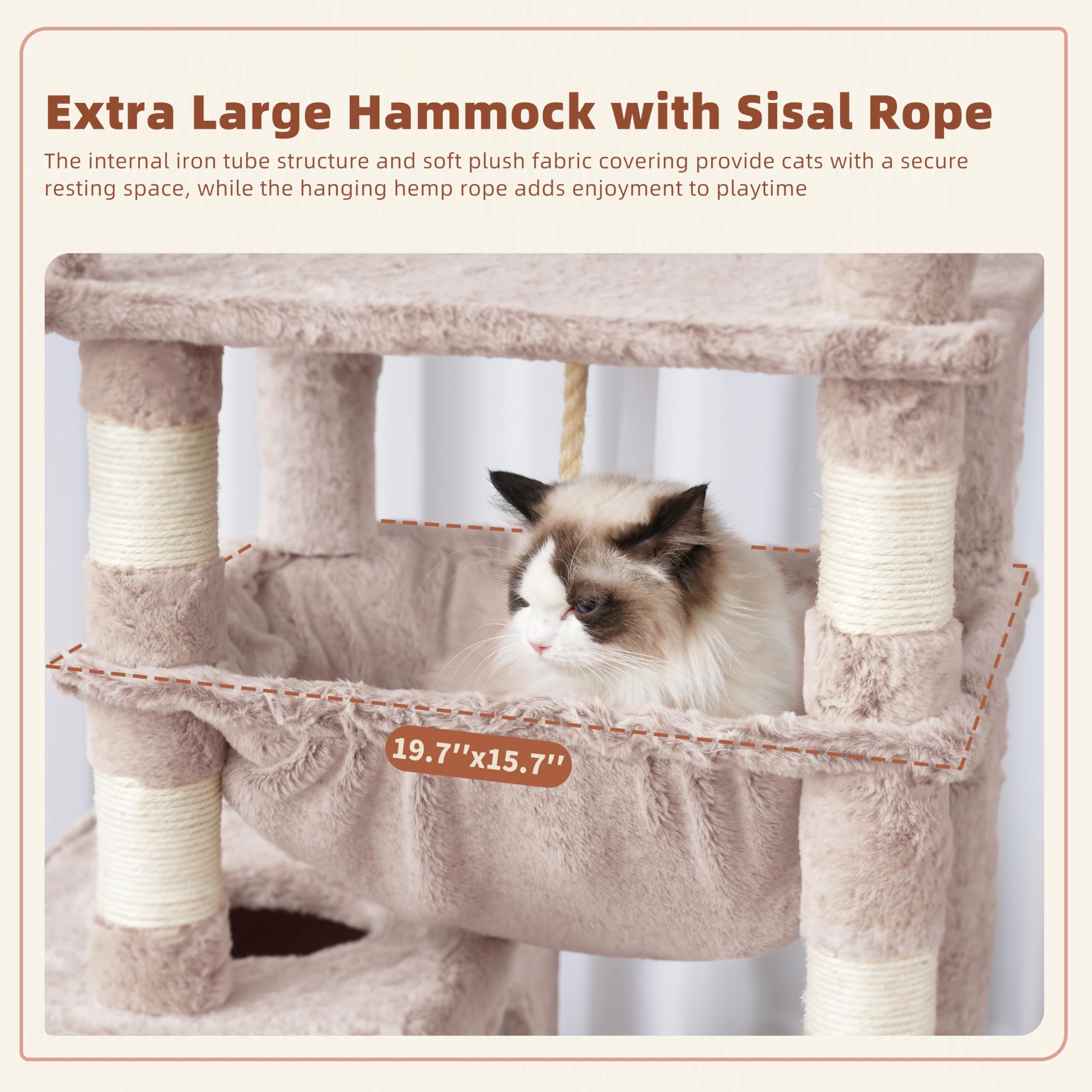 Gitelsnour cat tree large platforms for roomy cat comfort