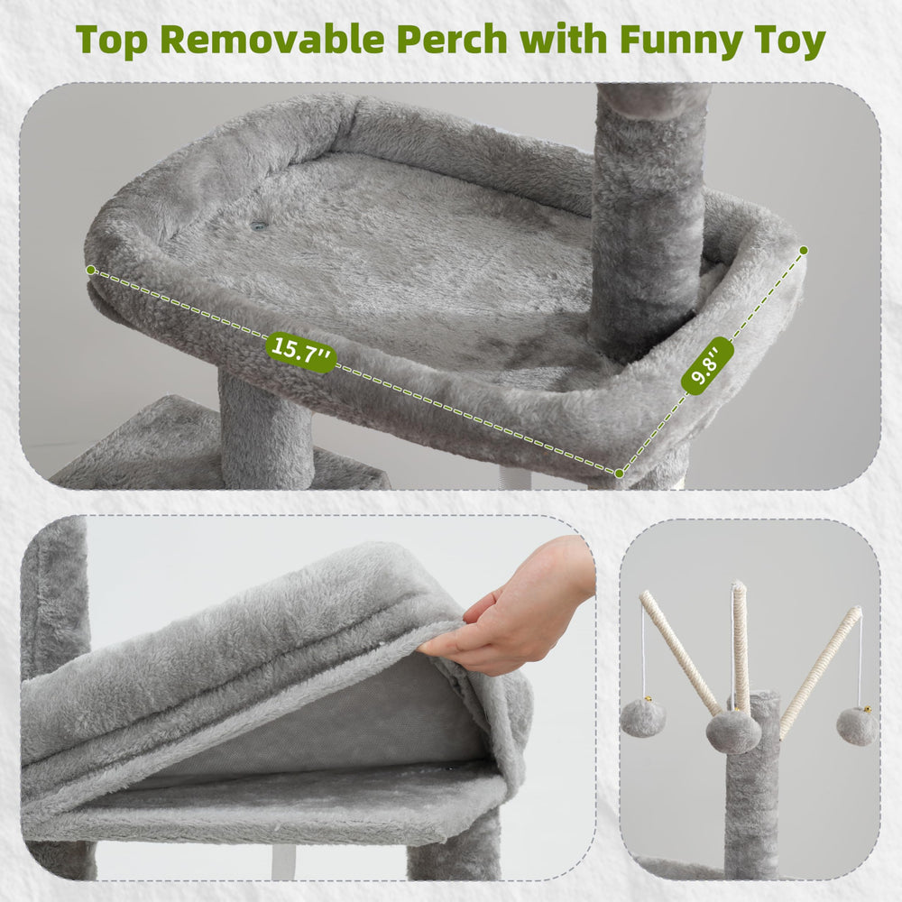Gitelsnour cat tree plush condo offers a cozy resting space.