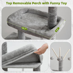 Gitelsnour cat tree plush condo offers a cozy resting space.