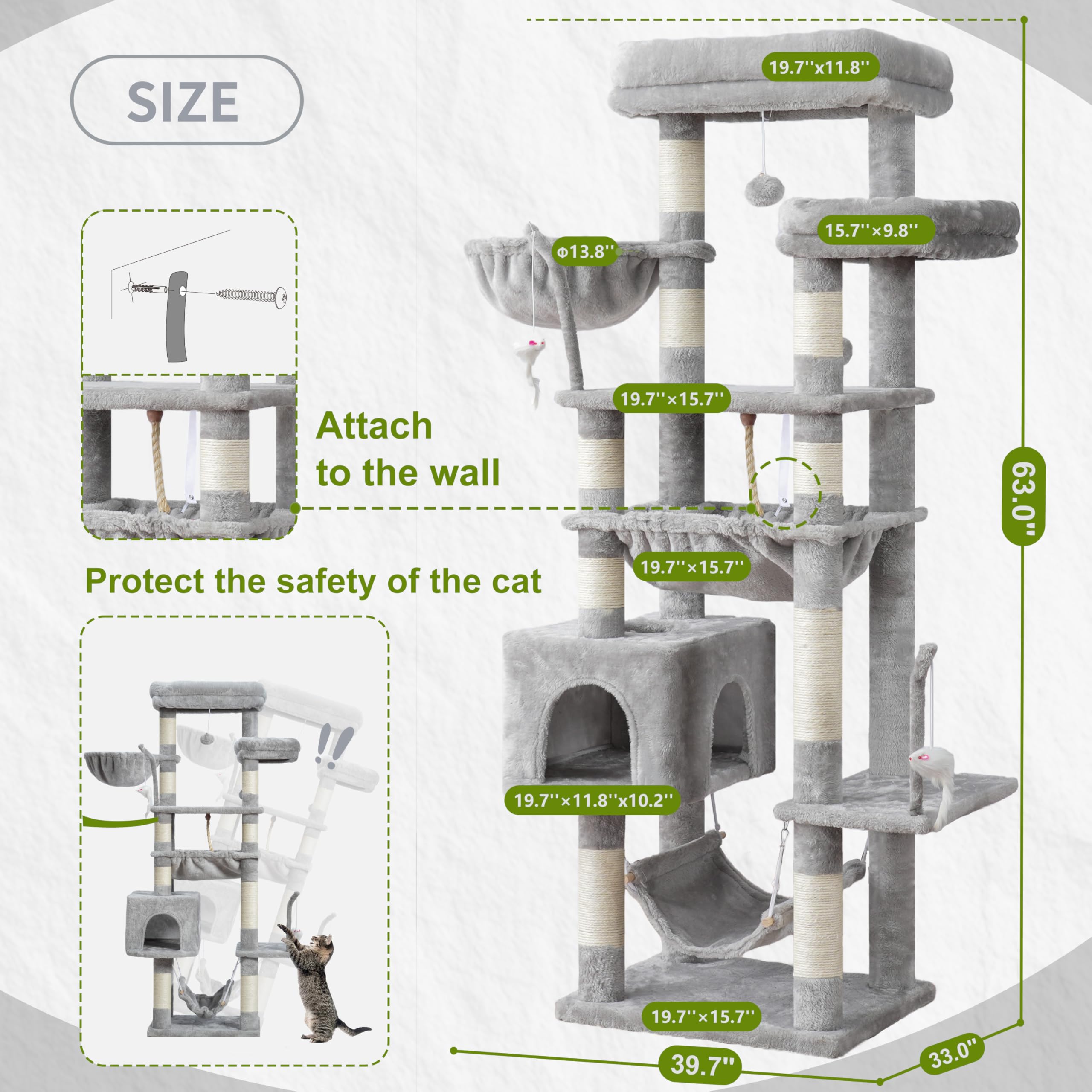 Gitelsnour cat tree with toy ball teaser invites playful exploration