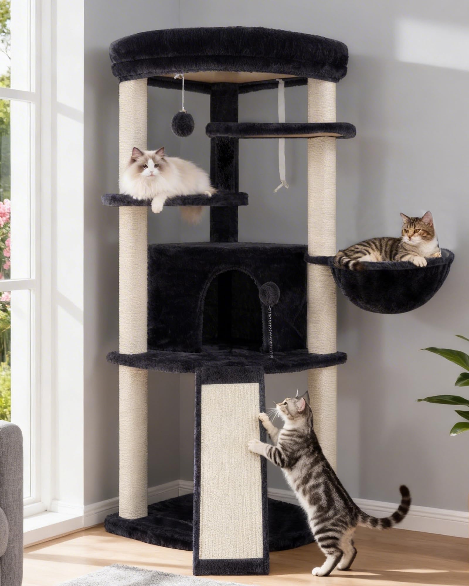 Gitelsnour Corner Cat Tree corner design saves space while offering a cozy perch.