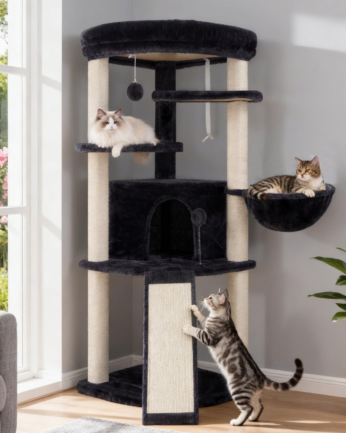 Gitelsnour Corner Cat Tree corner design saves space while offering a cozy perch.