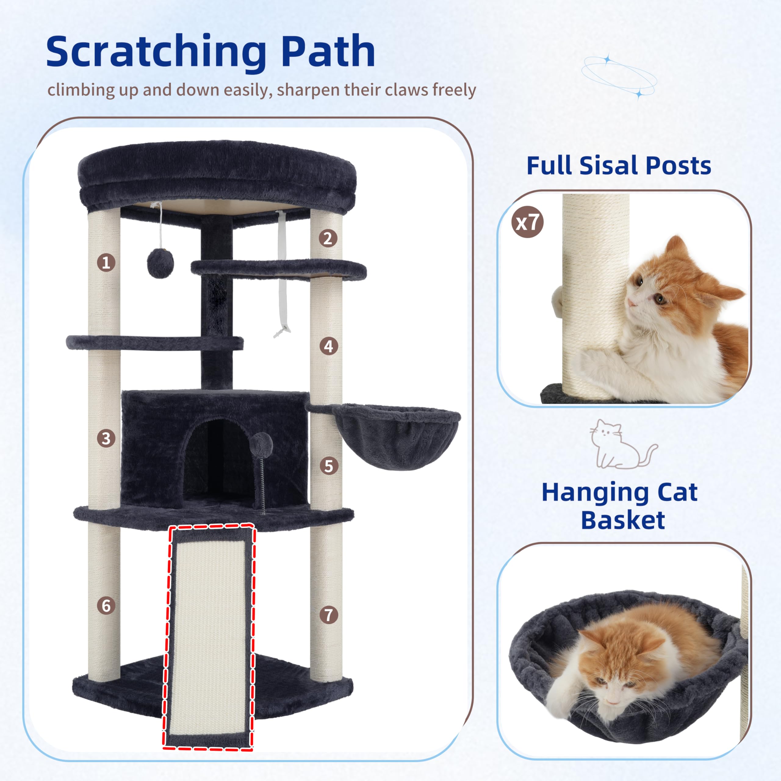 Gitelsnour Corner Cat Tree includes a sisal tunnel for easy climbing.