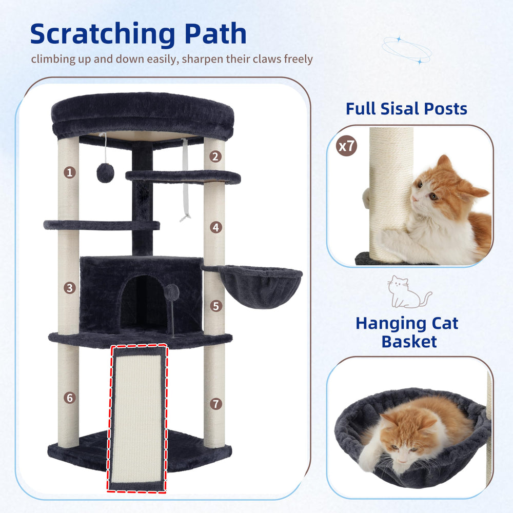 Gitelsnour Corner Cat Tree includes a sisal tunnel for easy climbing.
