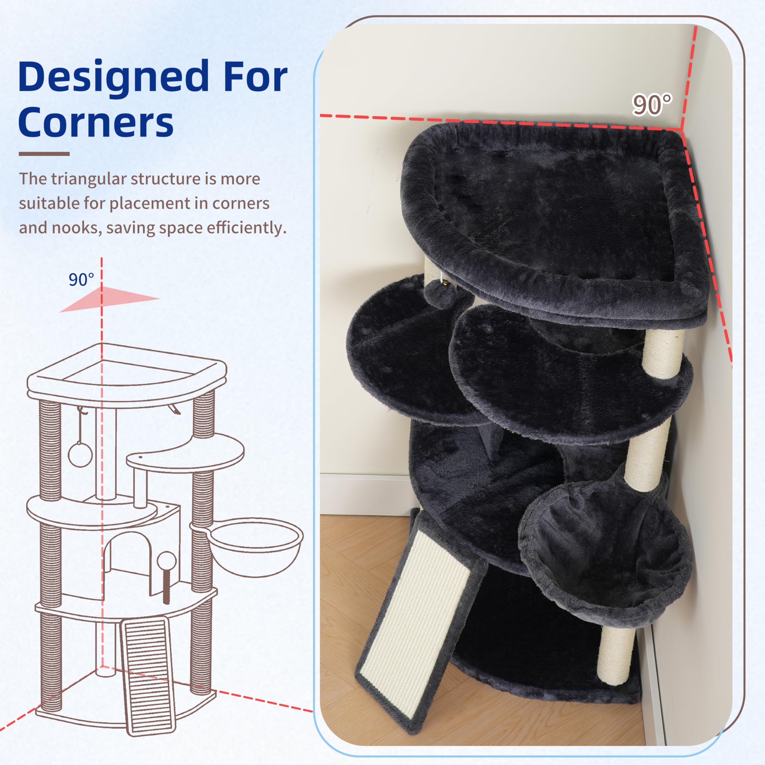 Gitelsnour Corner Cat Tree top platform provides a high vantage for curious cats.
