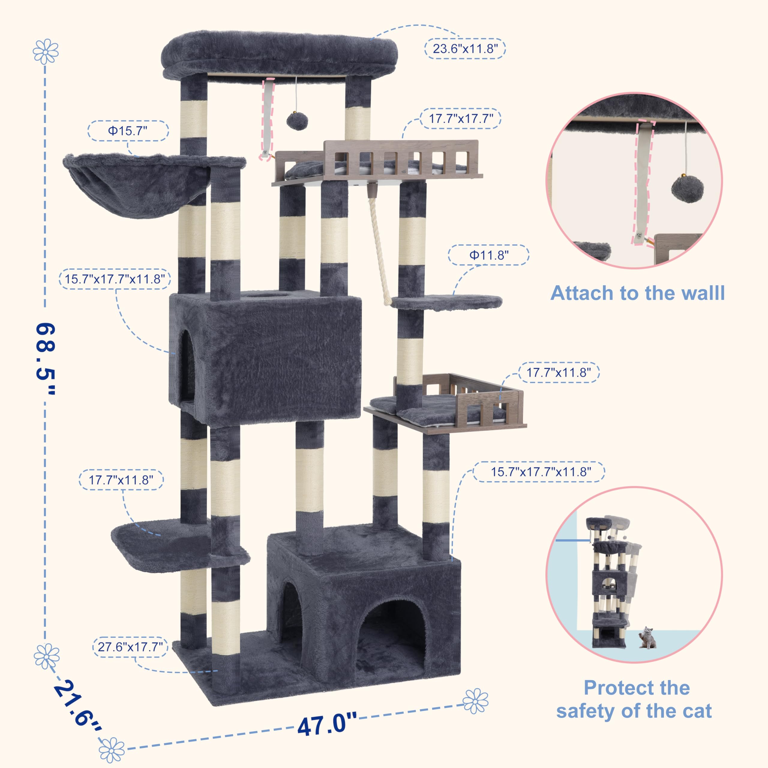 Gitelsnour anti-tipping strap helps stabilize the unit against wall movement.
