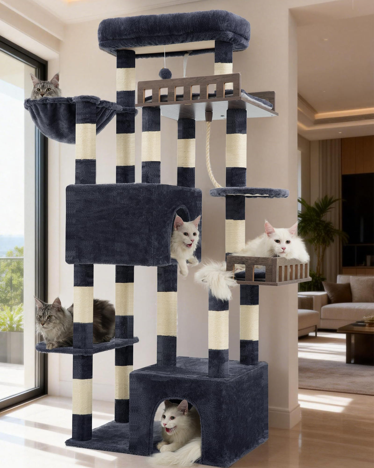 Gitelsnour Maine Coon cat tree base provides stable support for large cats.