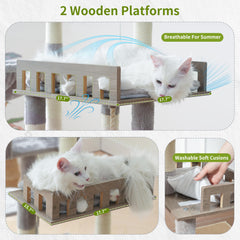 Gitelsnour Maine Coon Cat Tree side perch view for varied climbing.