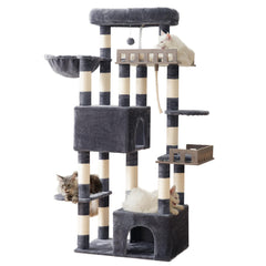 Gitelsnour Maine Coon cat tree top perch provides extra lounging space with padding.