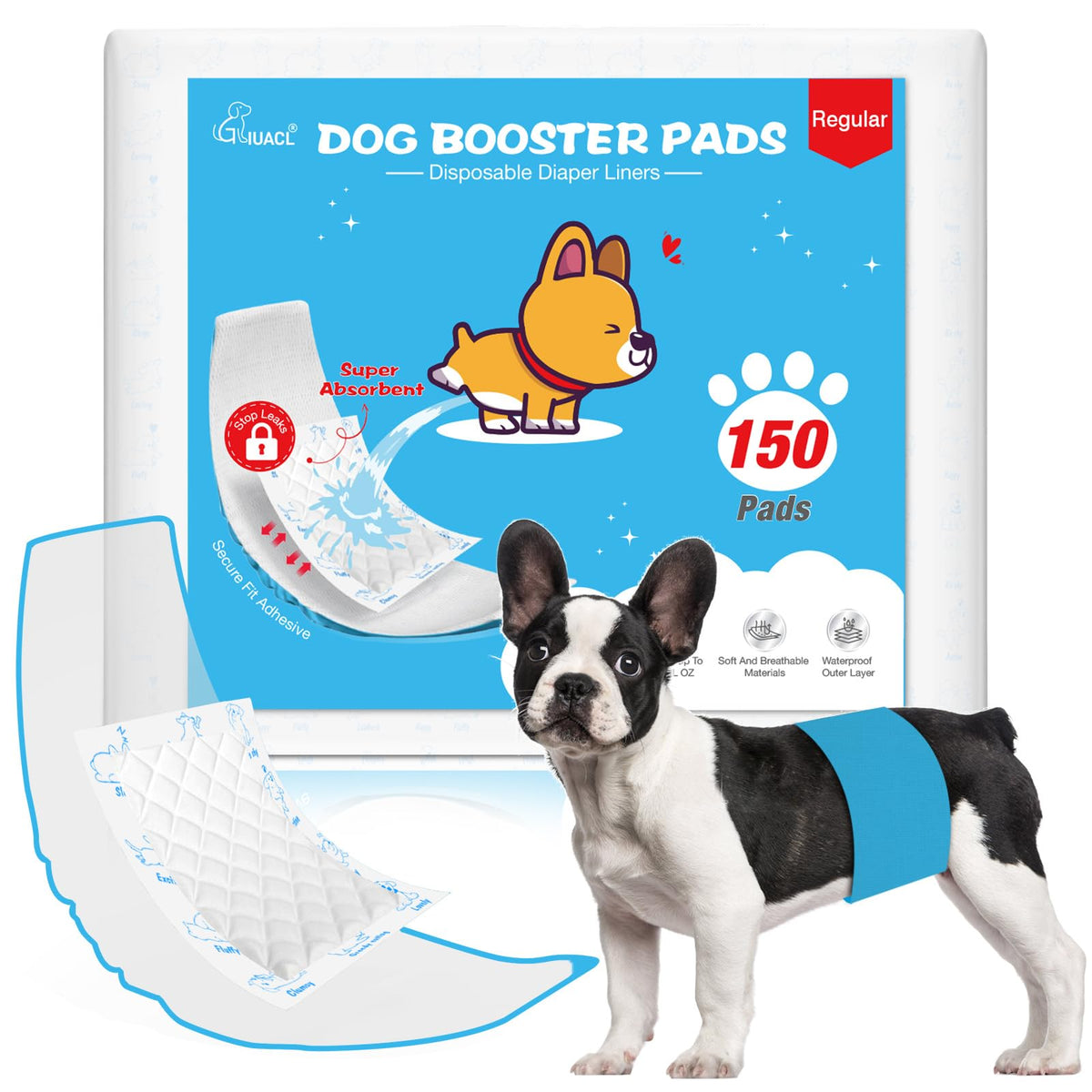GIUACL dog diaper liner absorbent boost for fast urine absorption and longer dryness