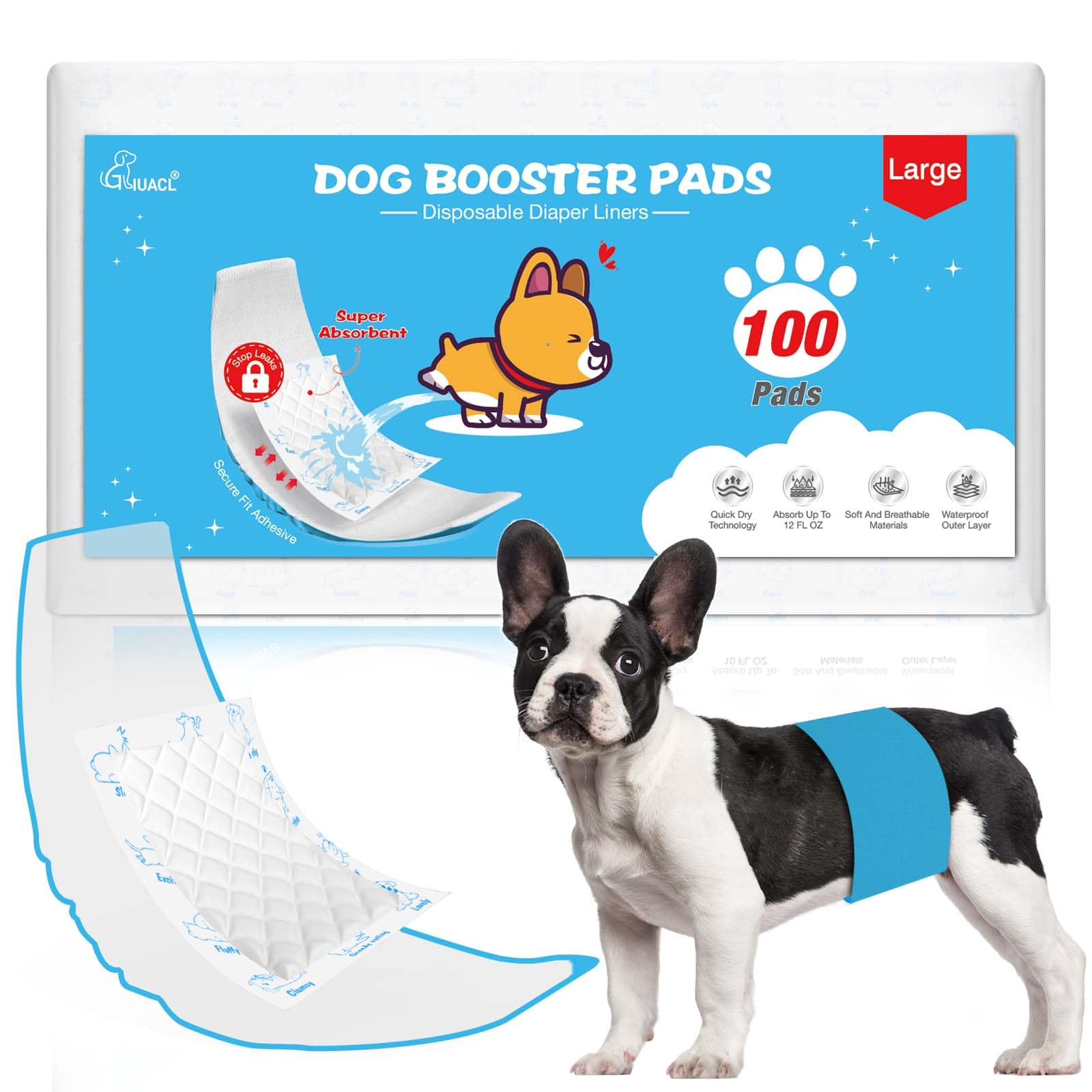 GIUACL dog diaper liners with fast absorbency keep your dog dry
