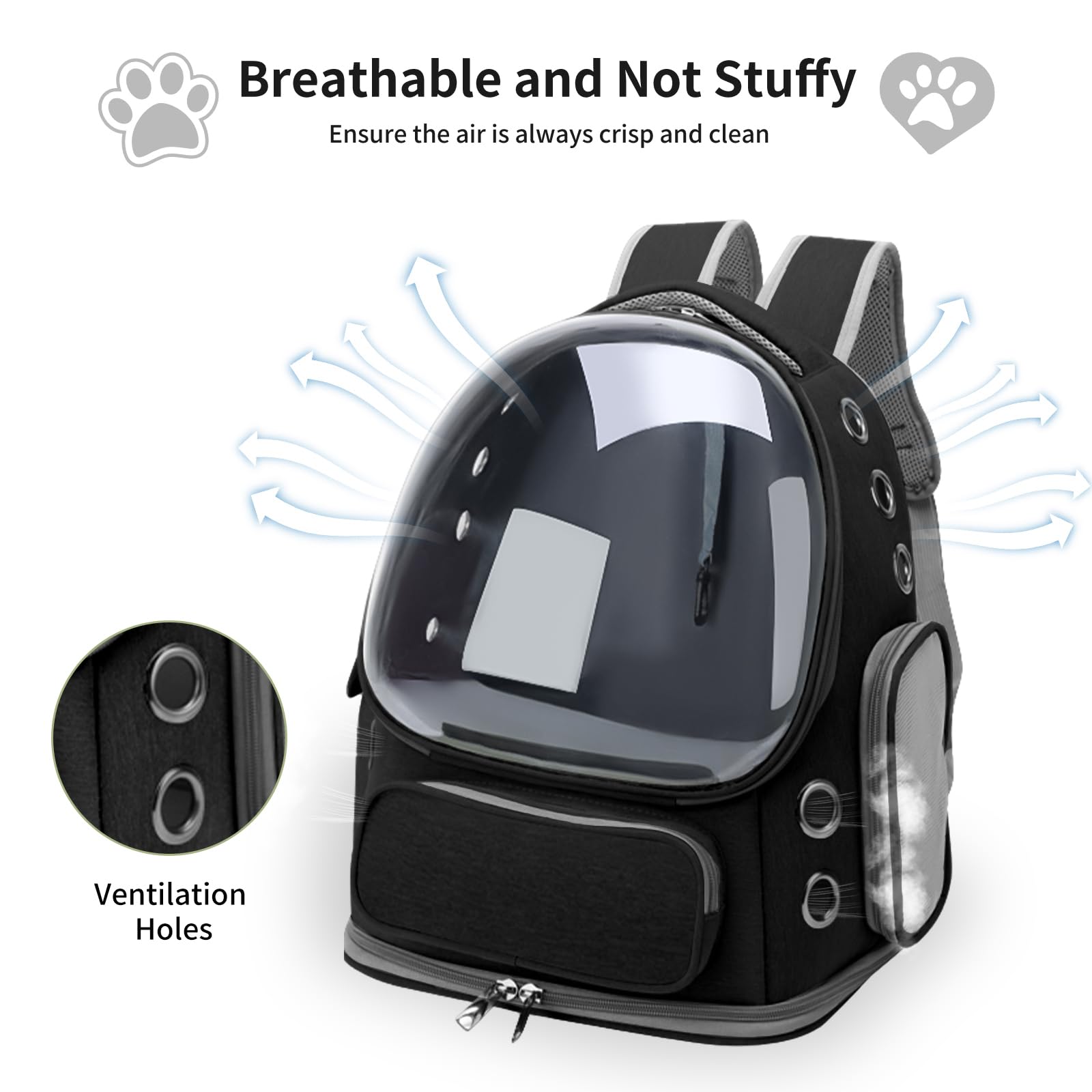 GixDix breathable mesh design ensures steady airflow for pet comfort on long trips.