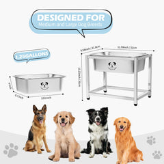 GIXSEGIE stainless steel 1.25 gallon bowl for durable, easy-to-clean hydration.