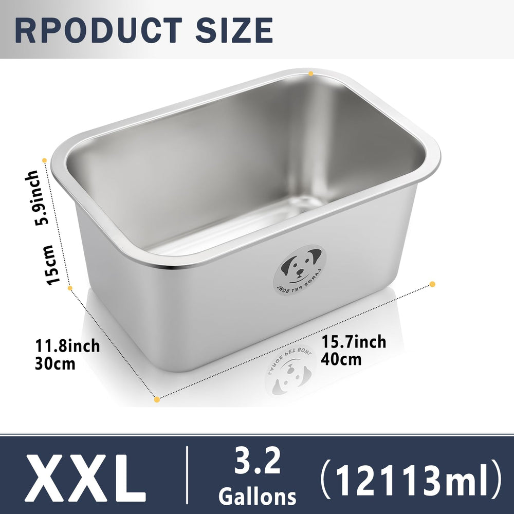 GIXSEGIE XXL stainless steel dog bowl; dishwasher safe and easy to clean