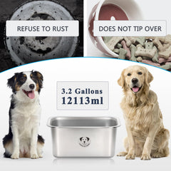 GIXSEGIE XXL stainless steel dog bowl; wide opening for simple refills