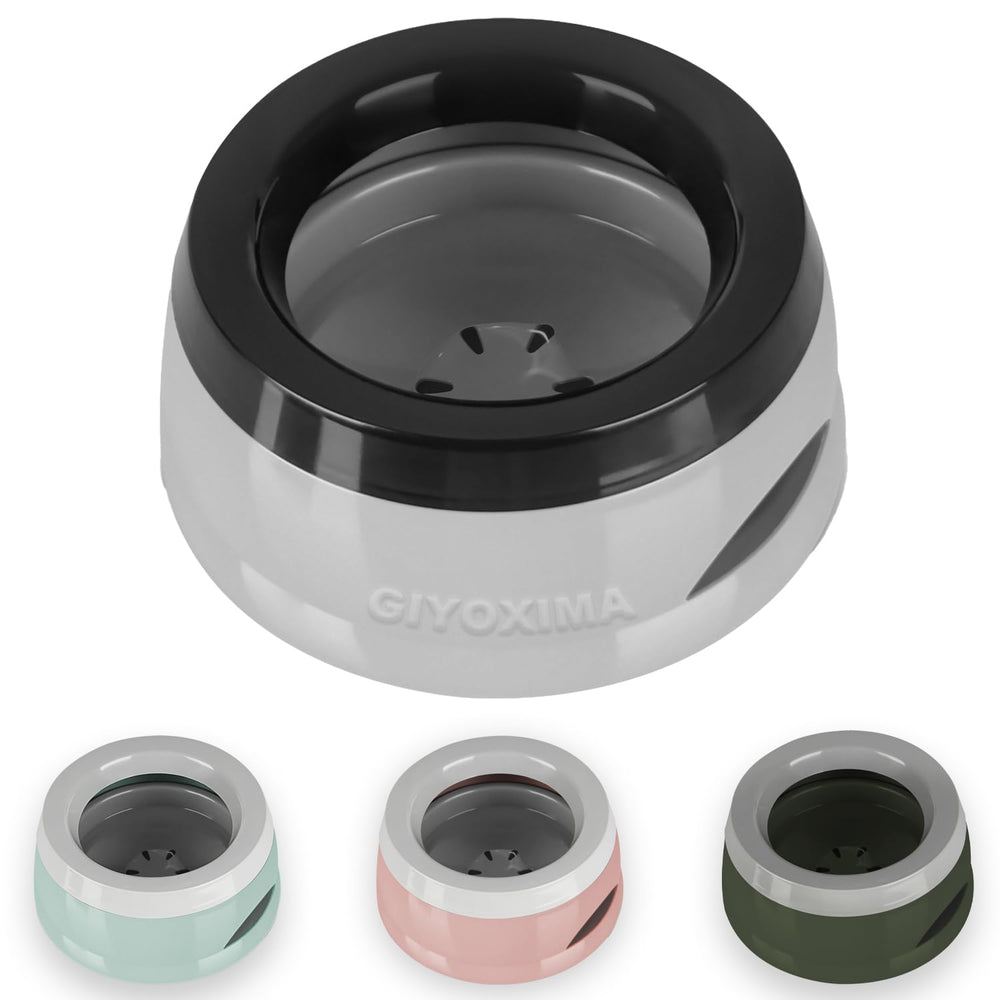 GIYOXIMA 25oz spill-proof dog water bowl, gray, ideal for travel and mess-free hydration