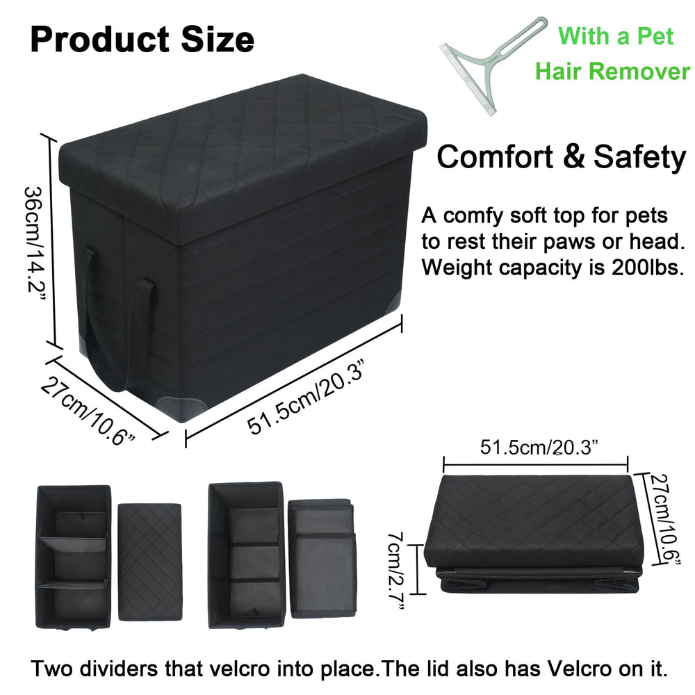 GJEASE dog travel storage compartment keeps treats and toys organized during trips.