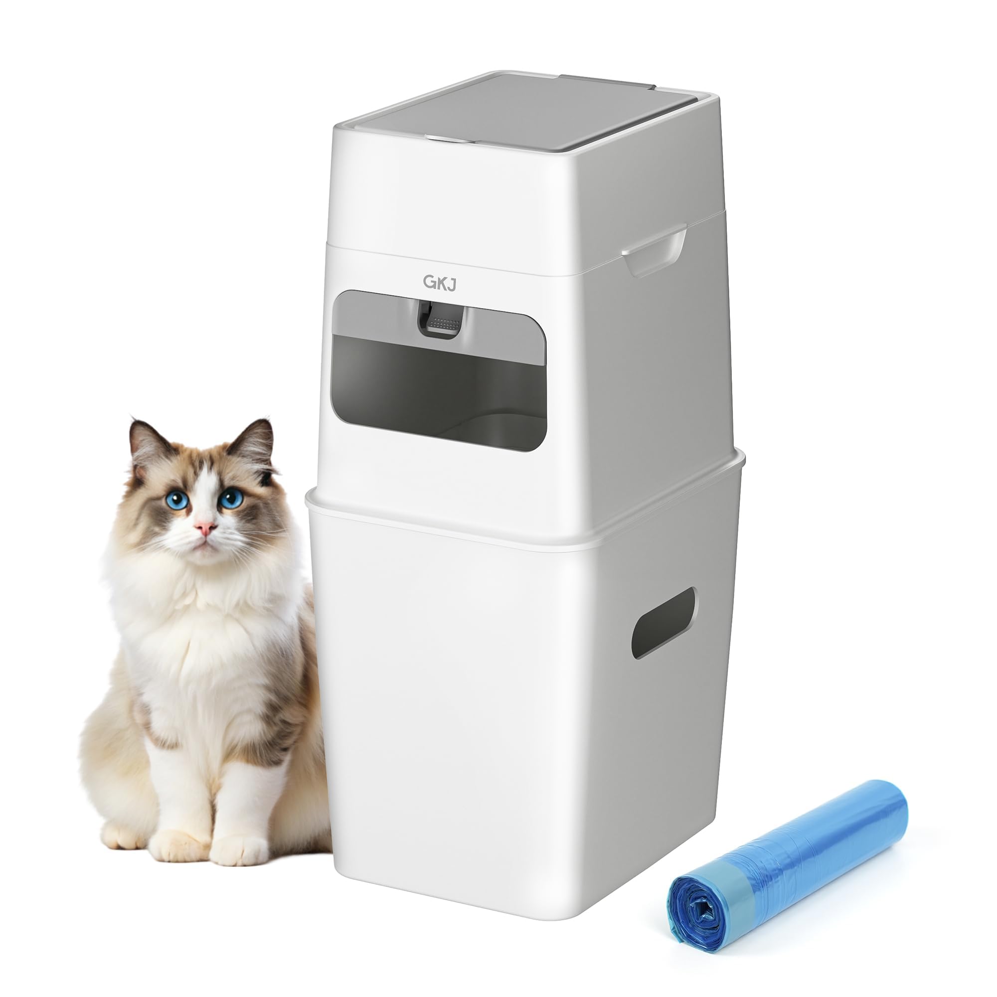 GKJ cat litter disposal can with lid closed for airtight odor containment.