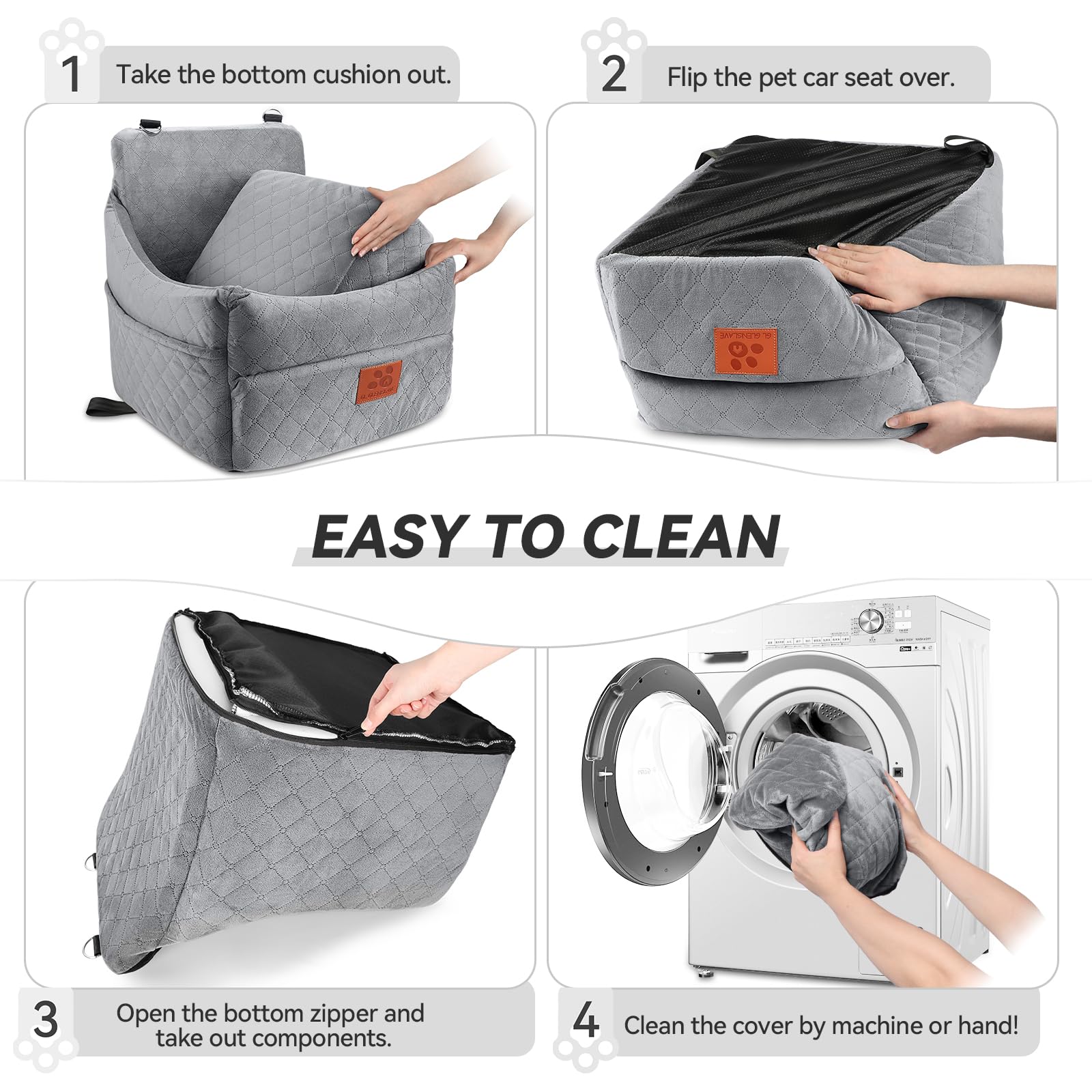 GL GLENSLAVE dog car seat bed mode for versatile resting space