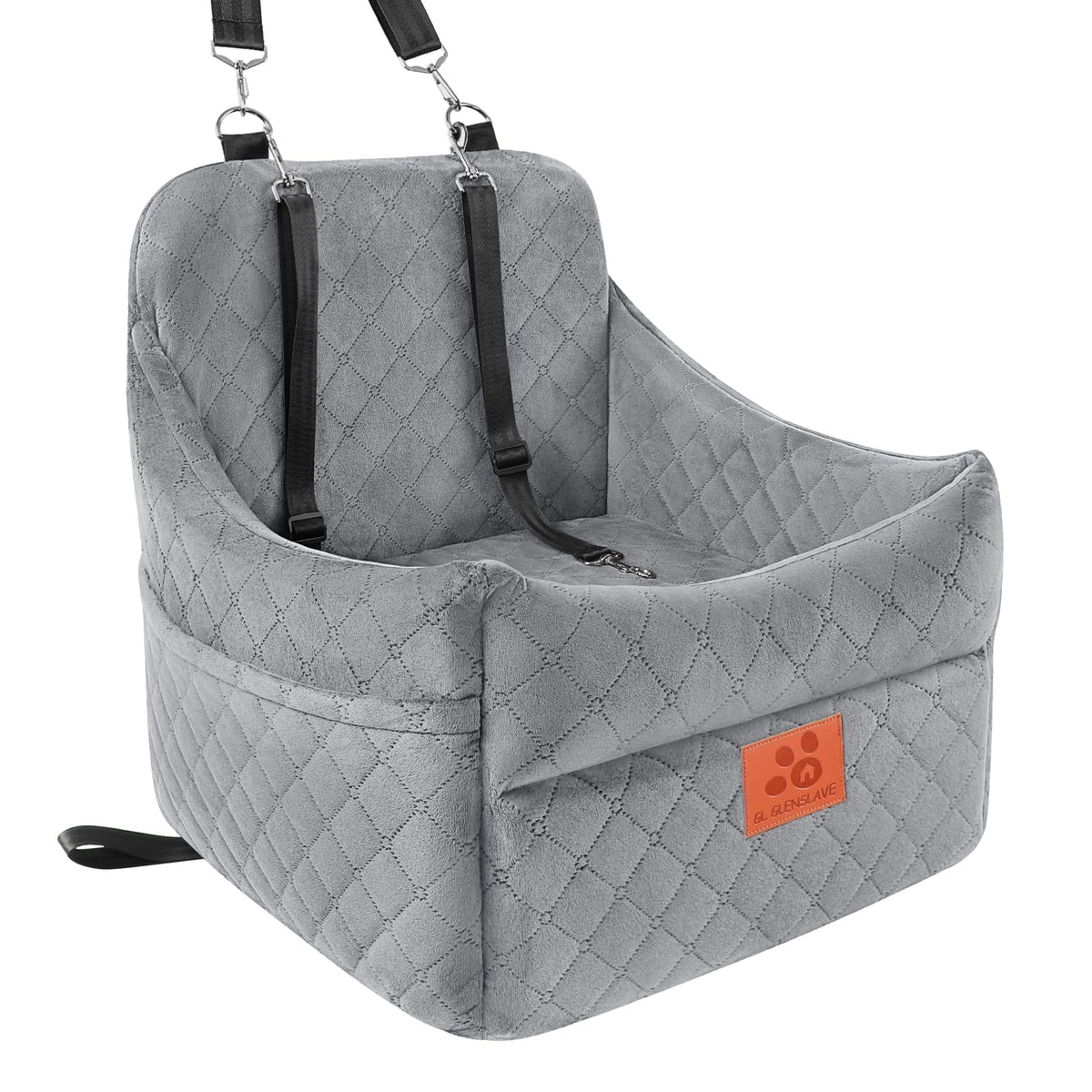 GL GLENSLAVE dog car seat front view with secure frame and plush cushion for safety
