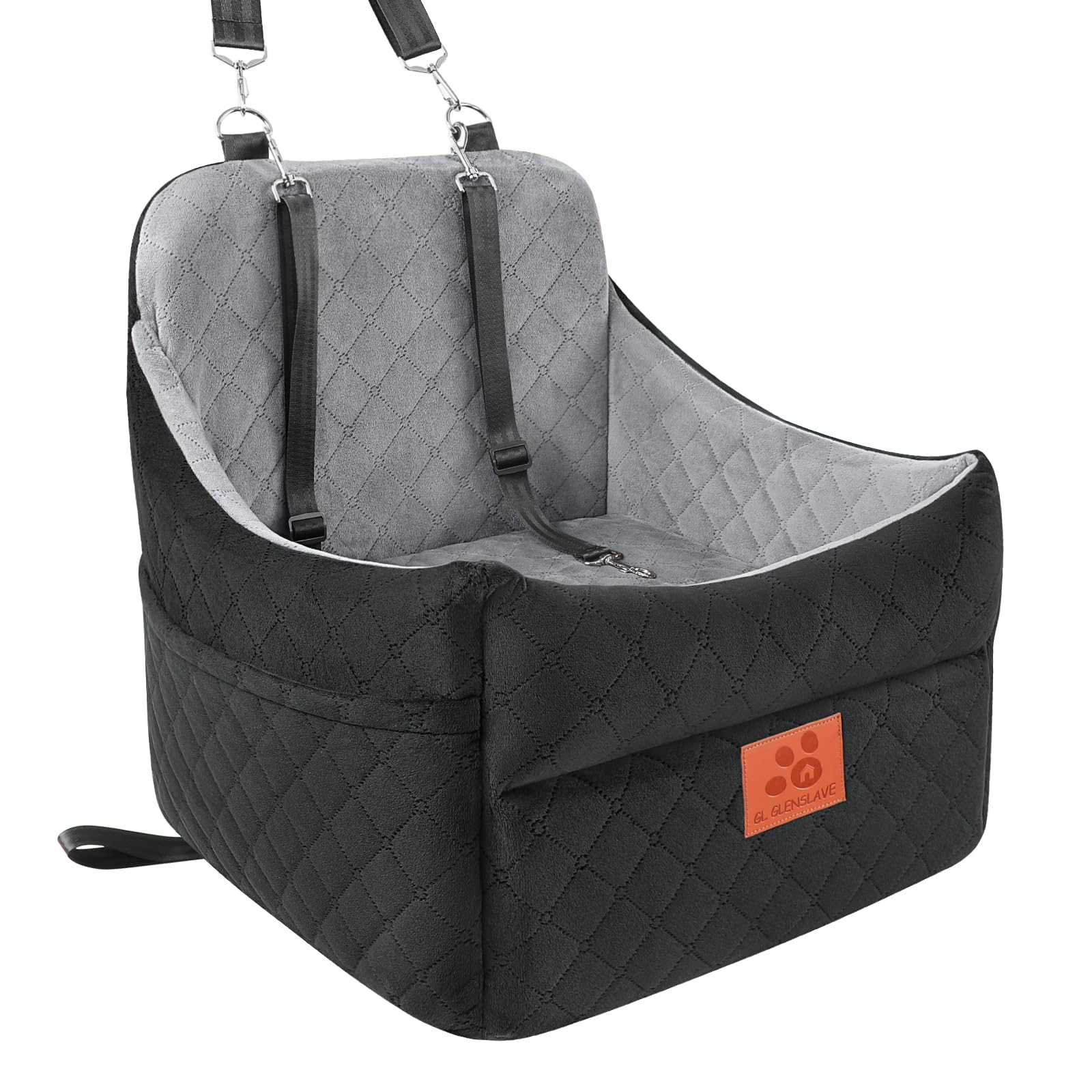 GL GLENSLAVE dog car seat front view with secure booster design