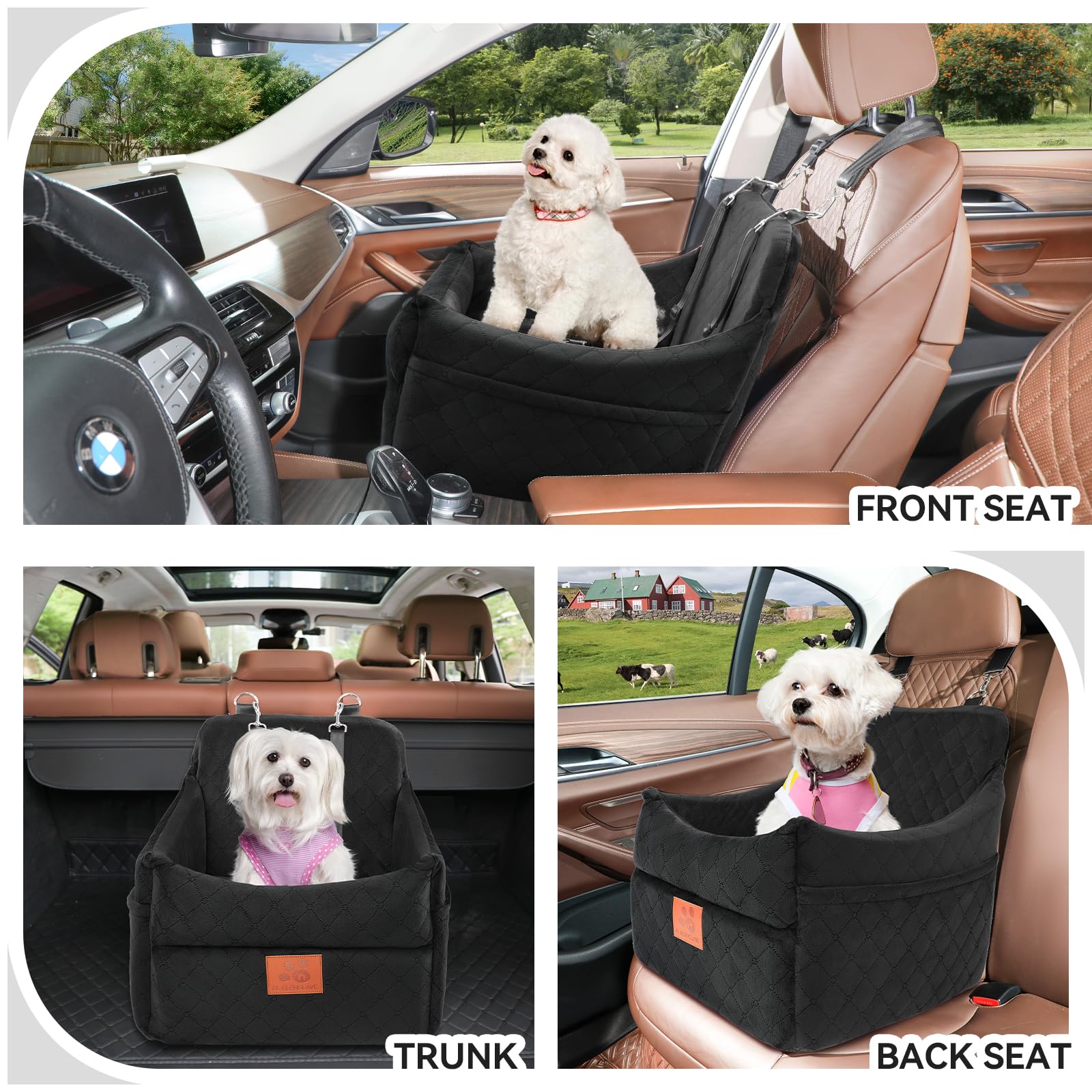 GL GLENSLAVE dog car seat side view with storage pocket for toys and leashes