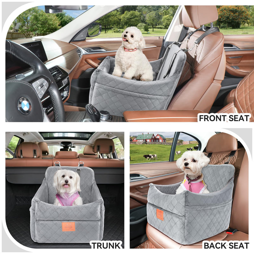 GL GLENSLAVE dog car seat side view showing adjustable safety features