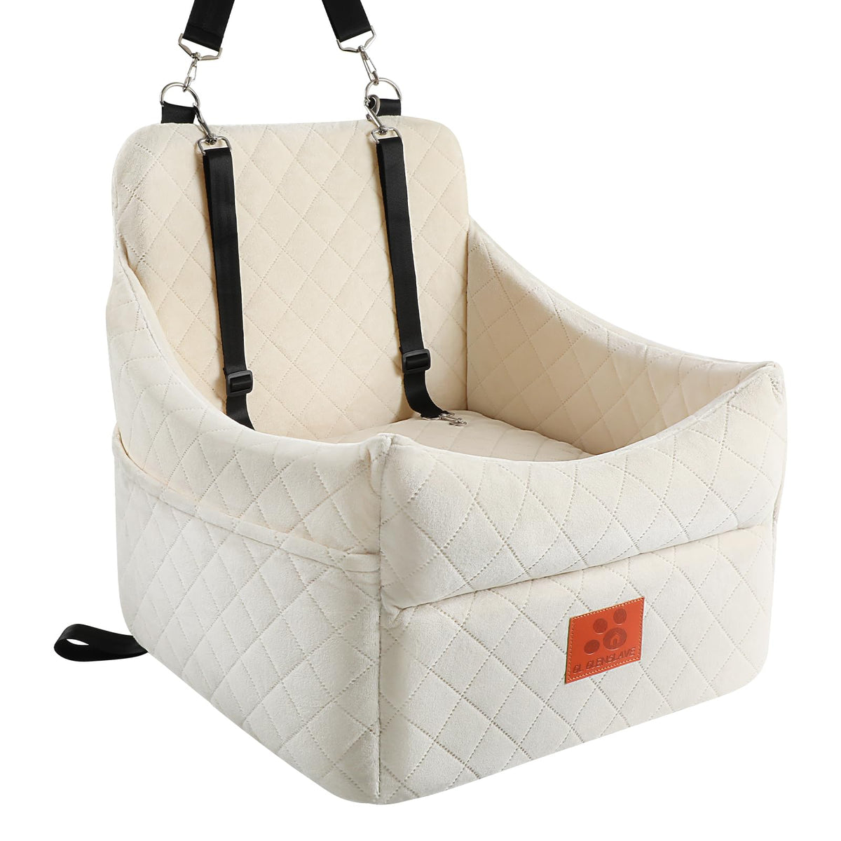 GL GLENSLAVE dog seat front view, enhances safety during car trips.