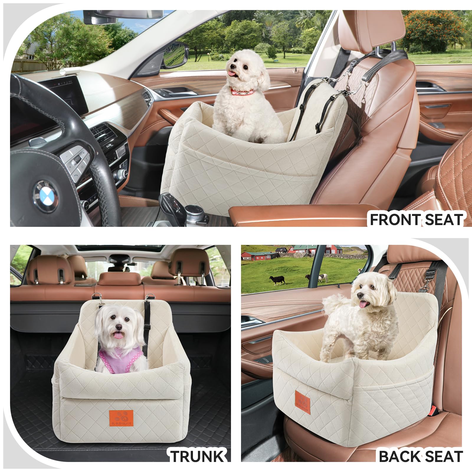 GL GLENSLAVE dog seat side view with memory foam cushion for comfort.