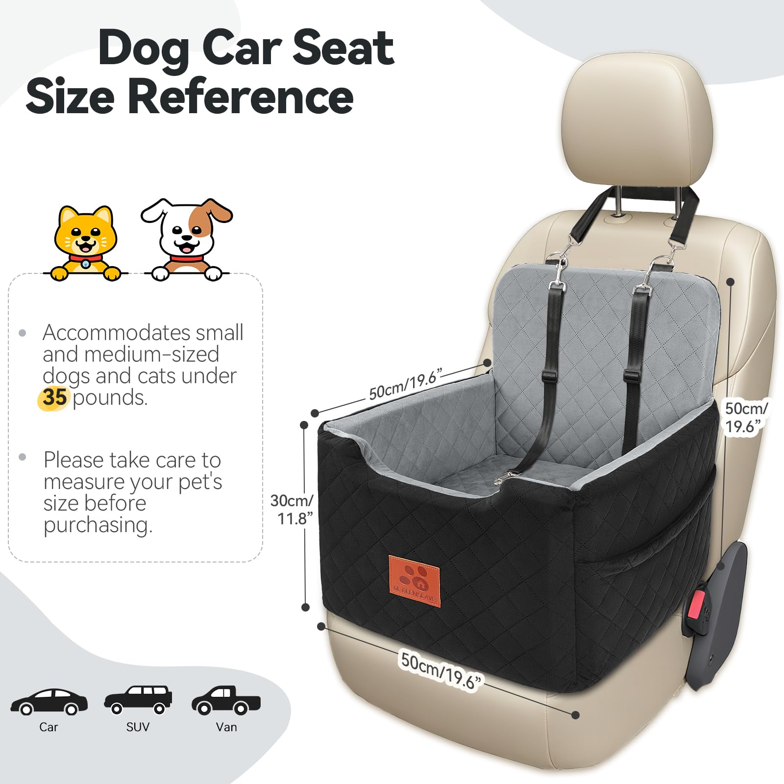GL GLENSLAVE memory foam cushion provides plush support on car trips.