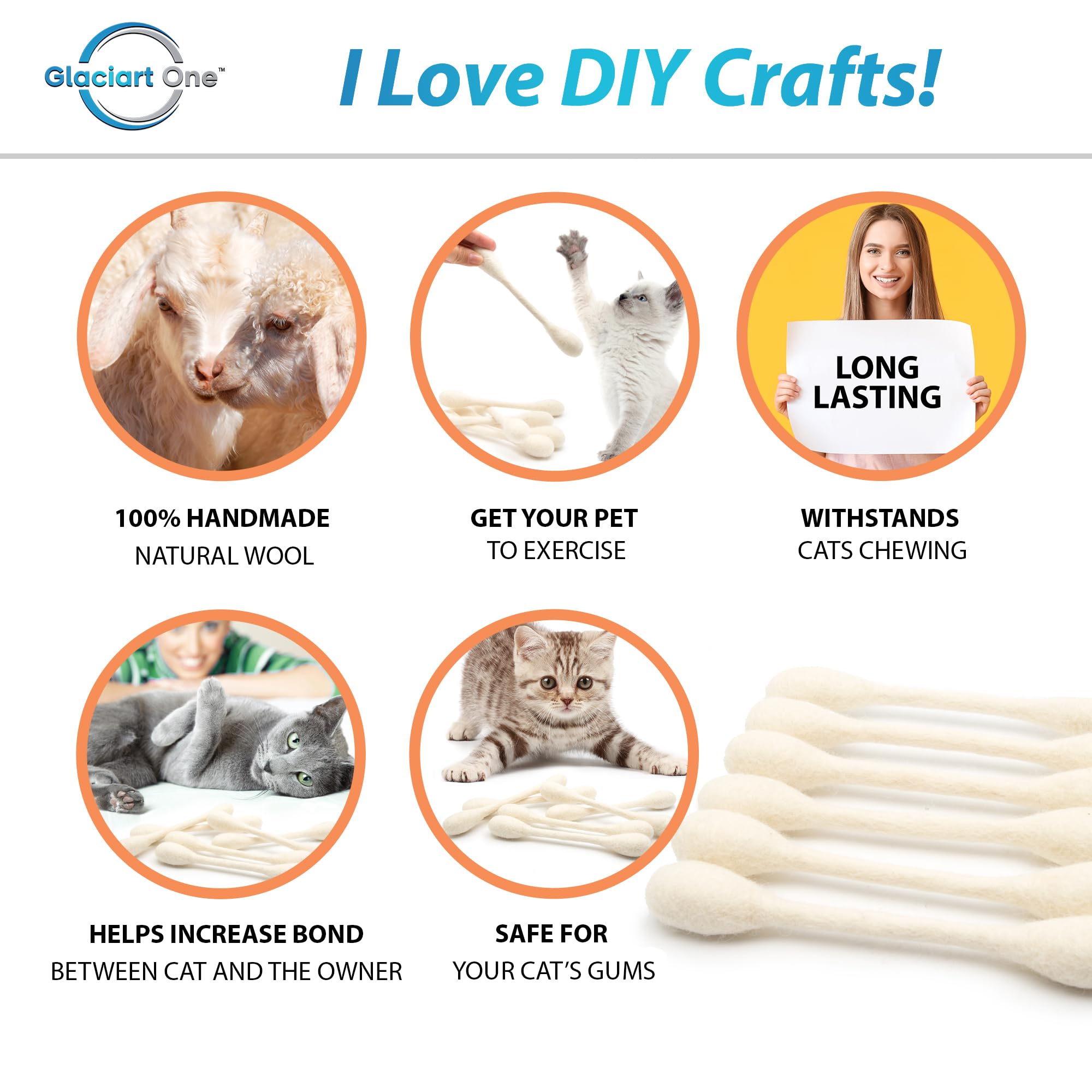Glaciart One catnip-filled swabs for stimulating feline exercise
