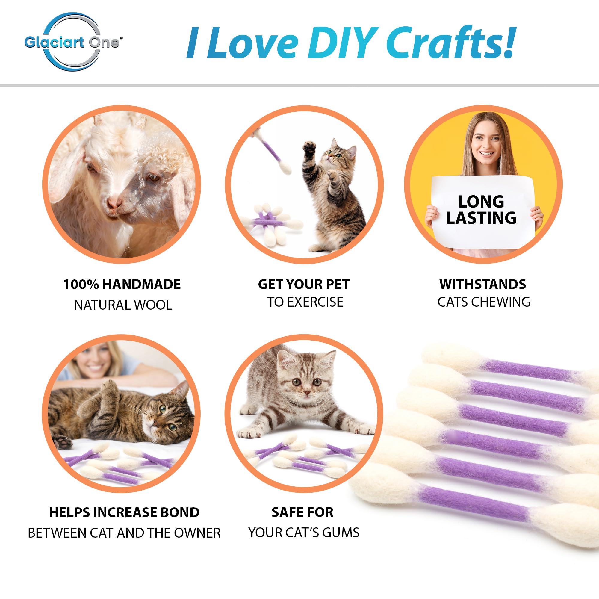 Glaciart One Swabs Cat Toys in action during interactive kitty play