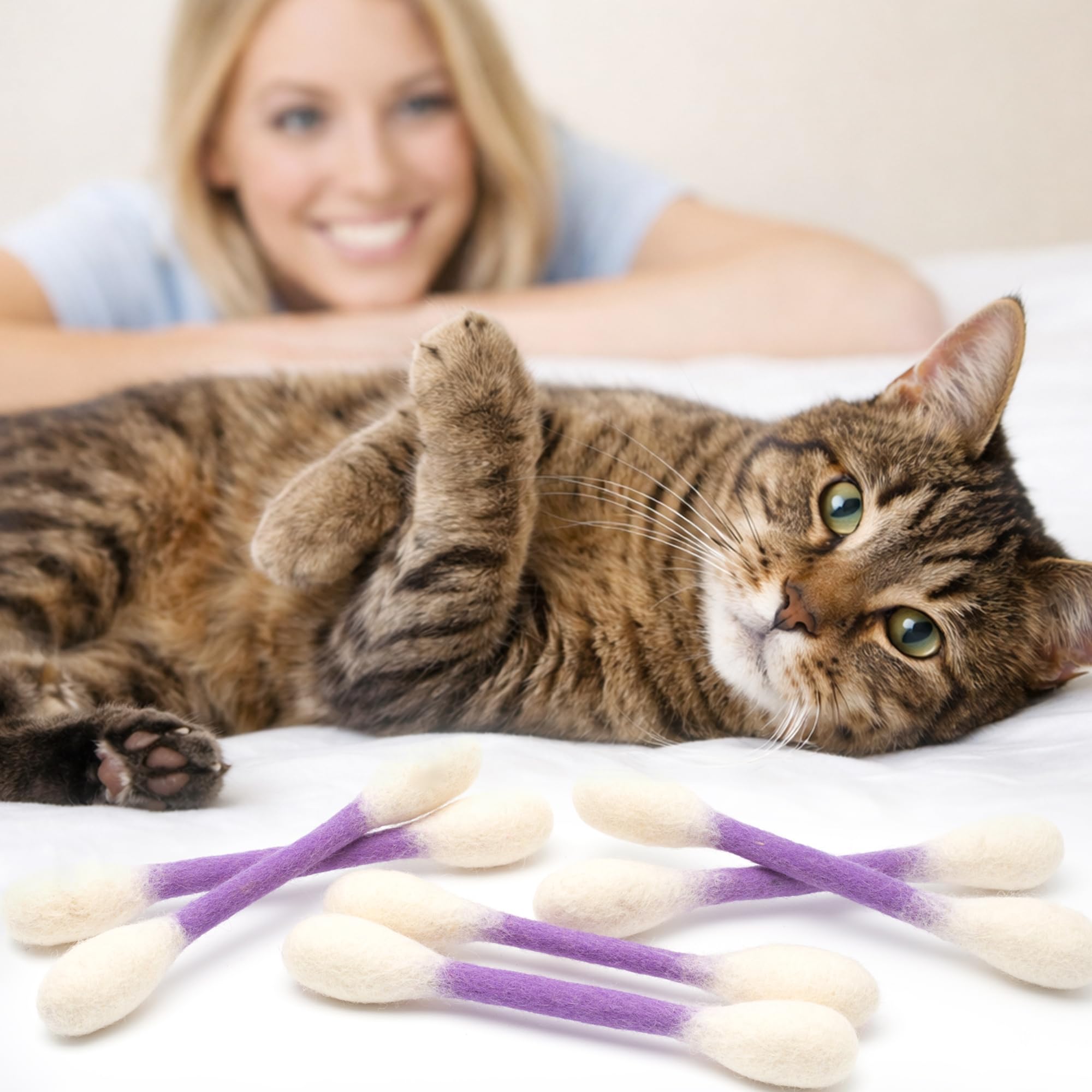 Glaciart One Swabs Cat Toys natural wool with azo-free dyes