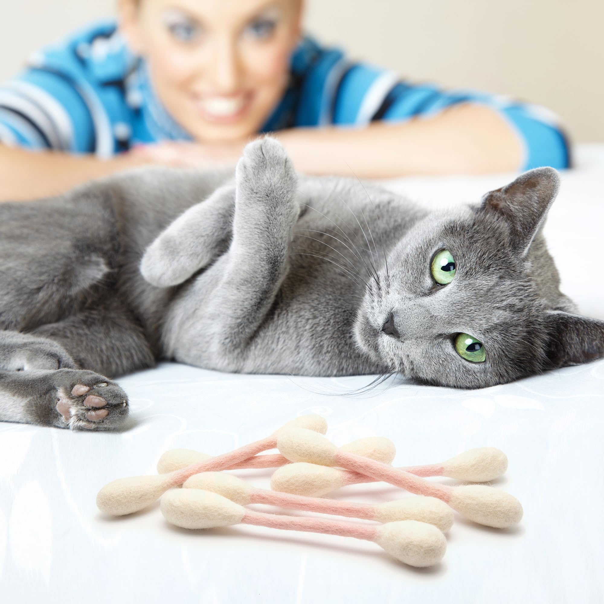 Glaciart One wool texture catnip toys highlighting natural material.