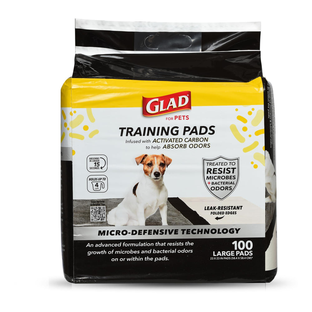 Glad for Pets activated carbon puppy pad with odor control for potty training.