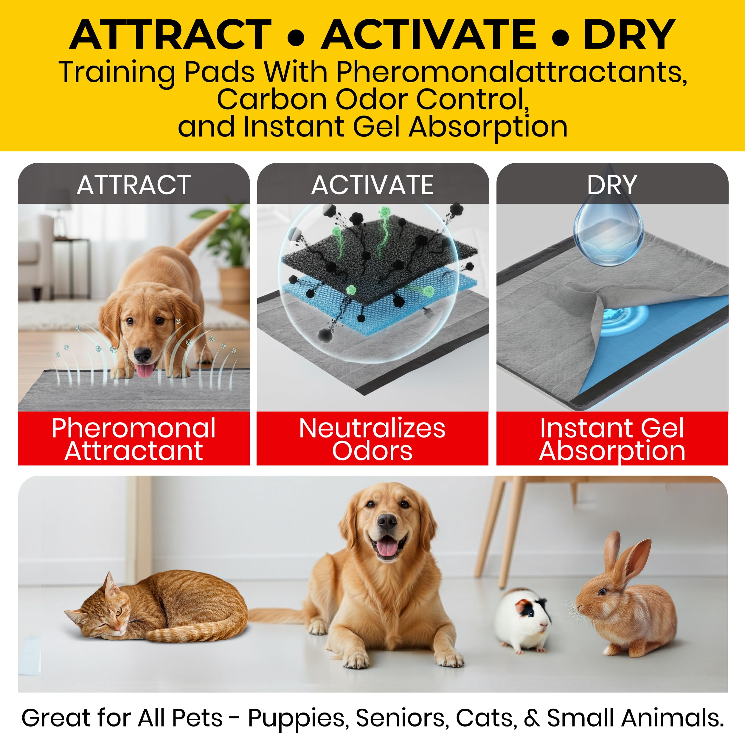 Glad for Pets adhesive tabs securing pad in place during setup.