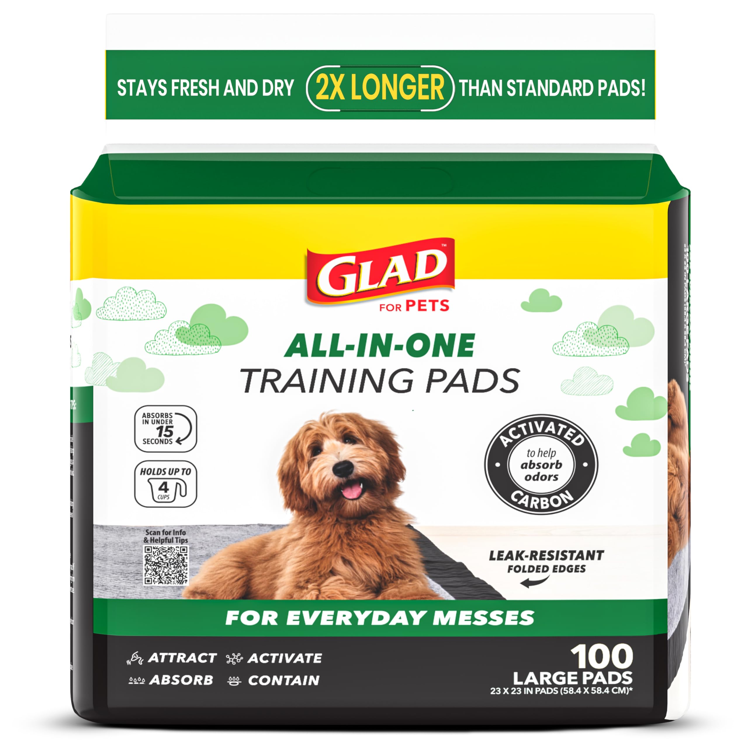 Glad for Pets pad top view shows six-layer absorption for reliable training