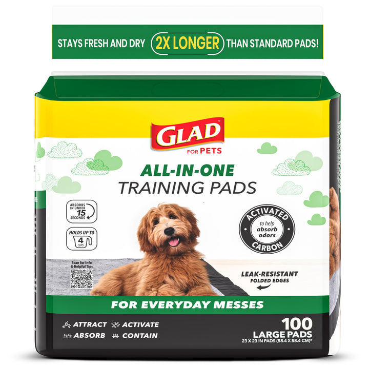 Glad for Pets pad top view shows six-layer absorption for reliable training