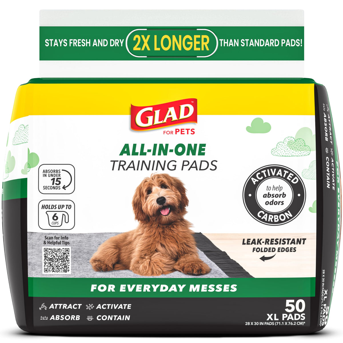 Glad for Pets activated charcoal pad close-up highlighting absorbent layers and odor control.