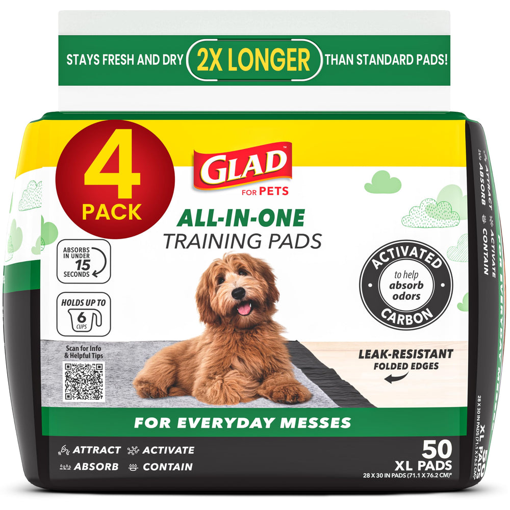 Glad for Pets extra-large charcoal dog training pads provide expanded coverage for large dogs.