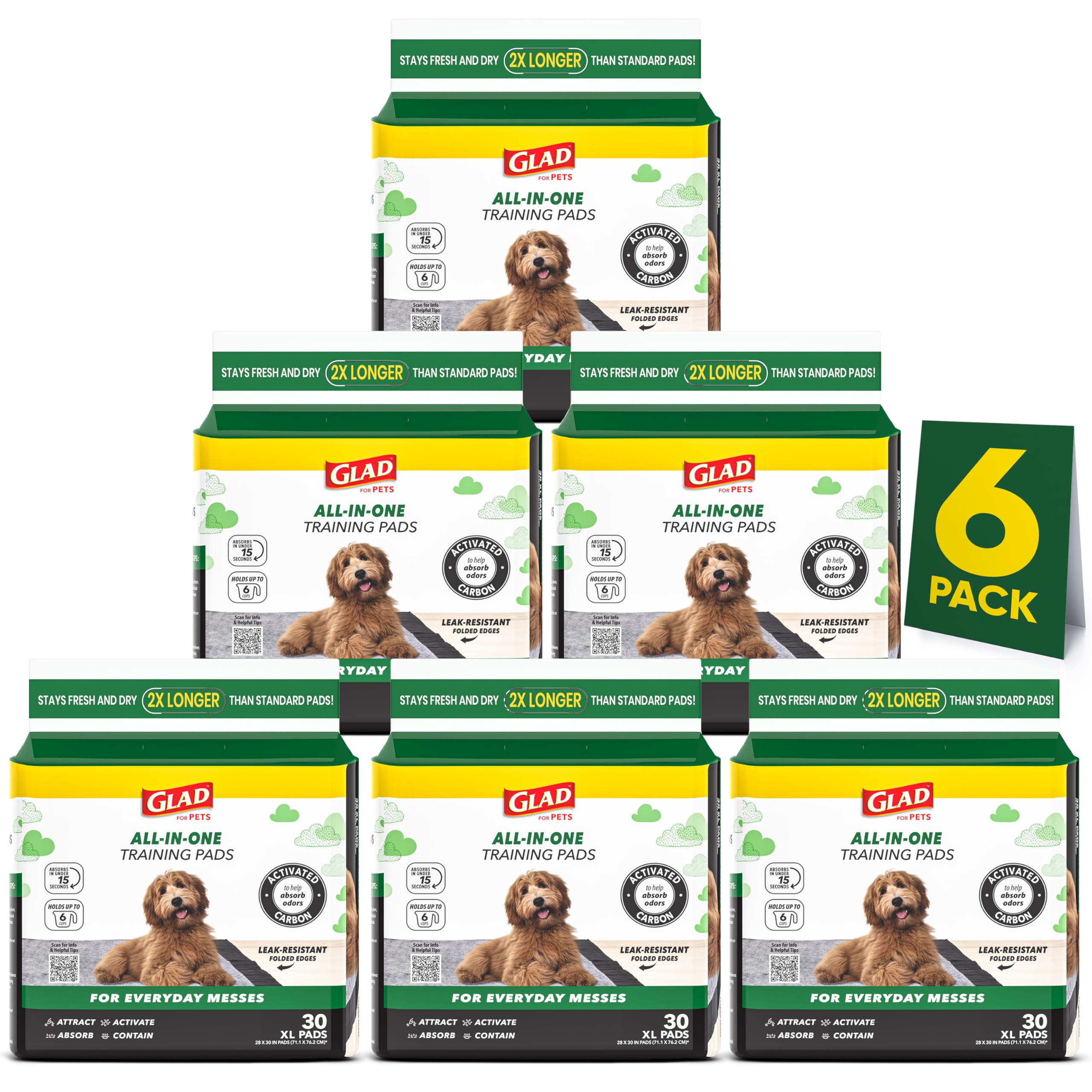 Glad for Pets extra-large charcoal pad packaging, ideal for large dogs' potty coverage