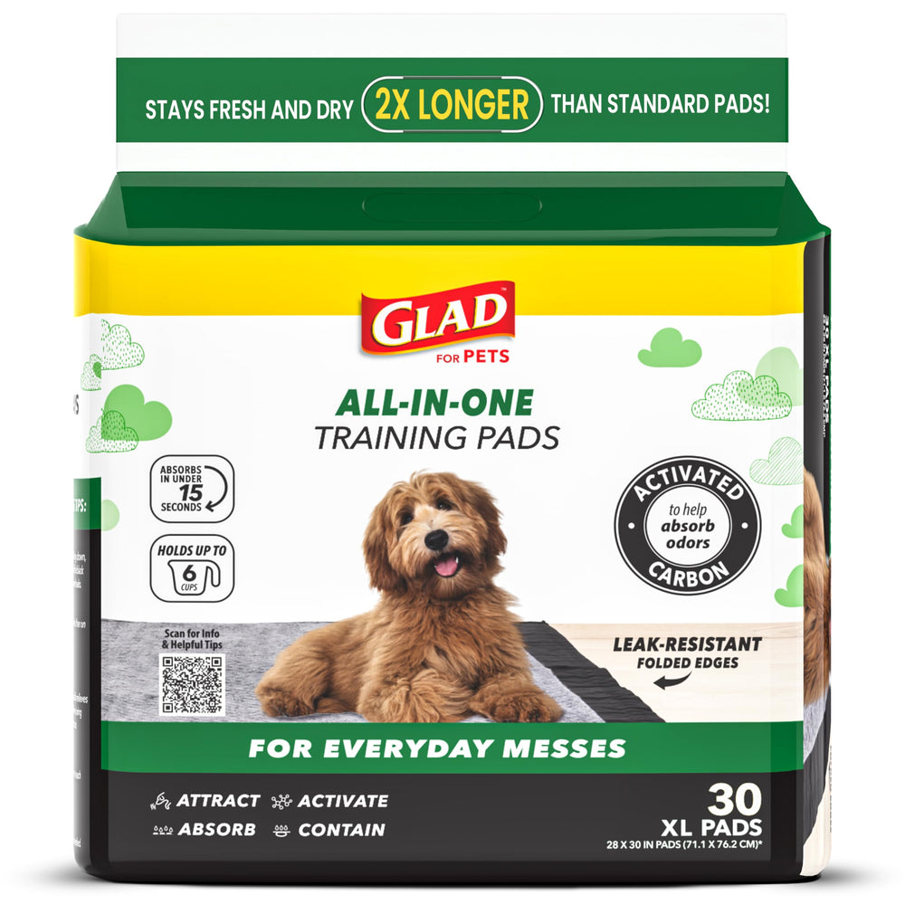 Glad for Pets extra-large charcoal training pad with full coverage for large dogs.