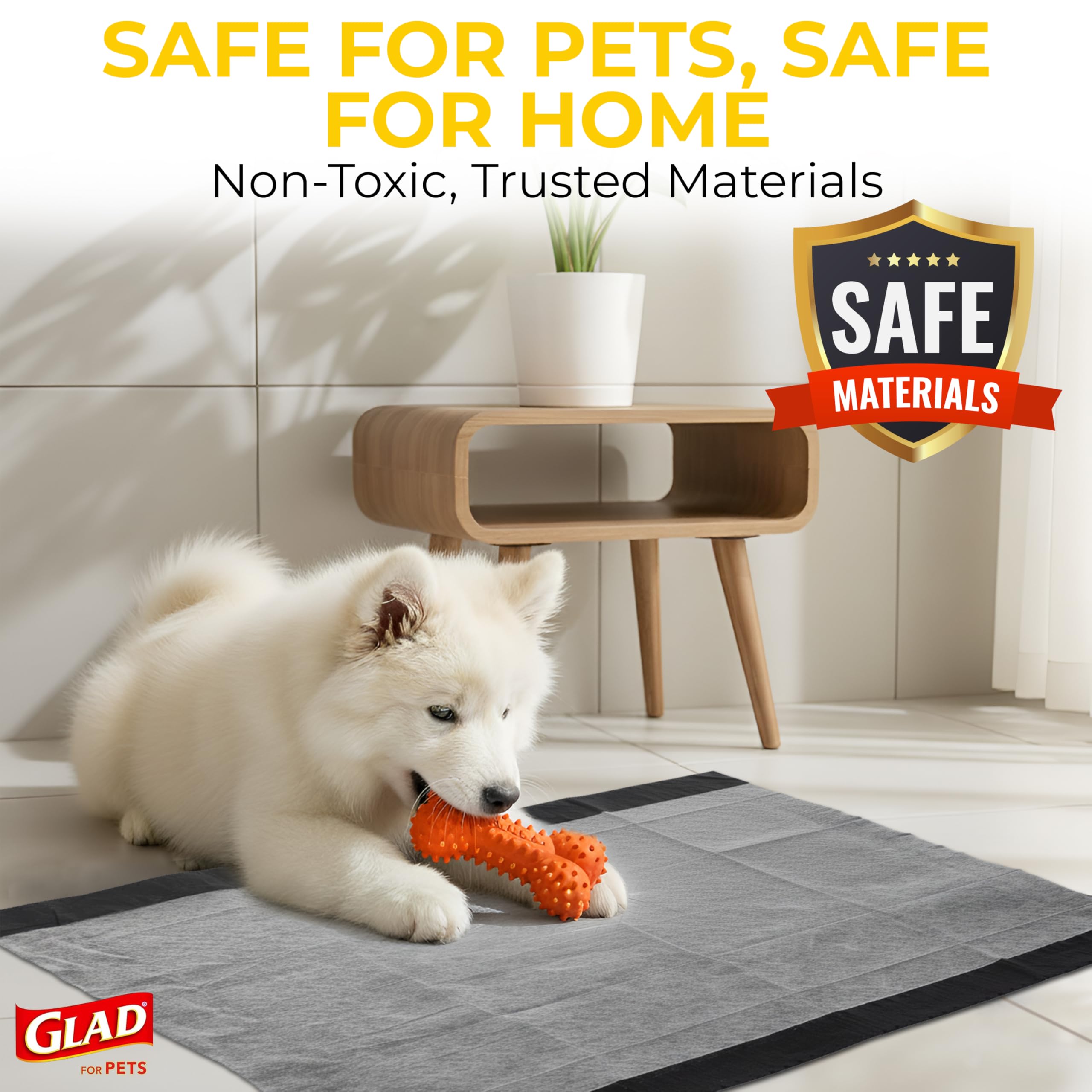 Floors stay protected under feeding areas with the pad.
