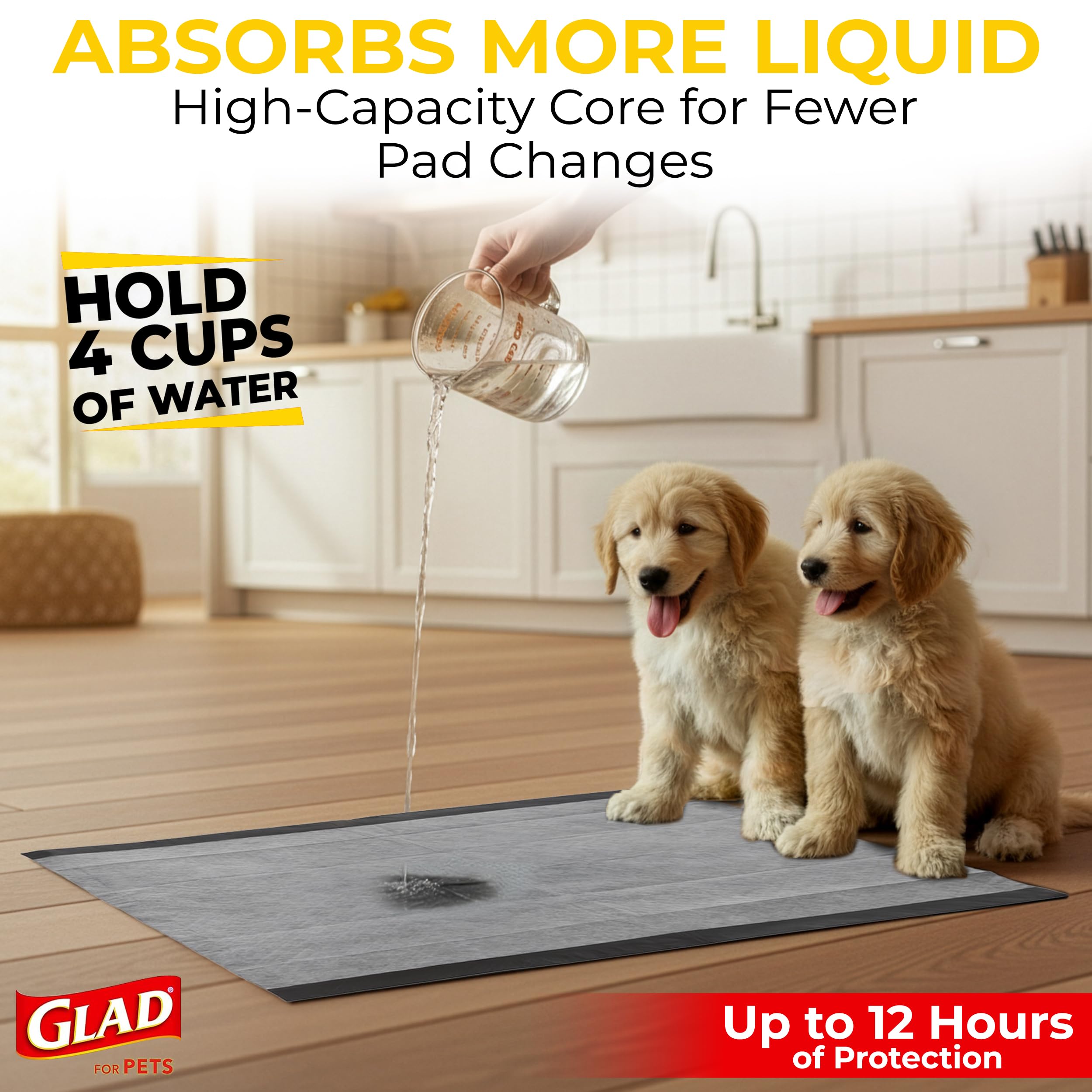 Glad for Pets extra-large pad flat layout demonstrates expanded floor coverage for big dogs.