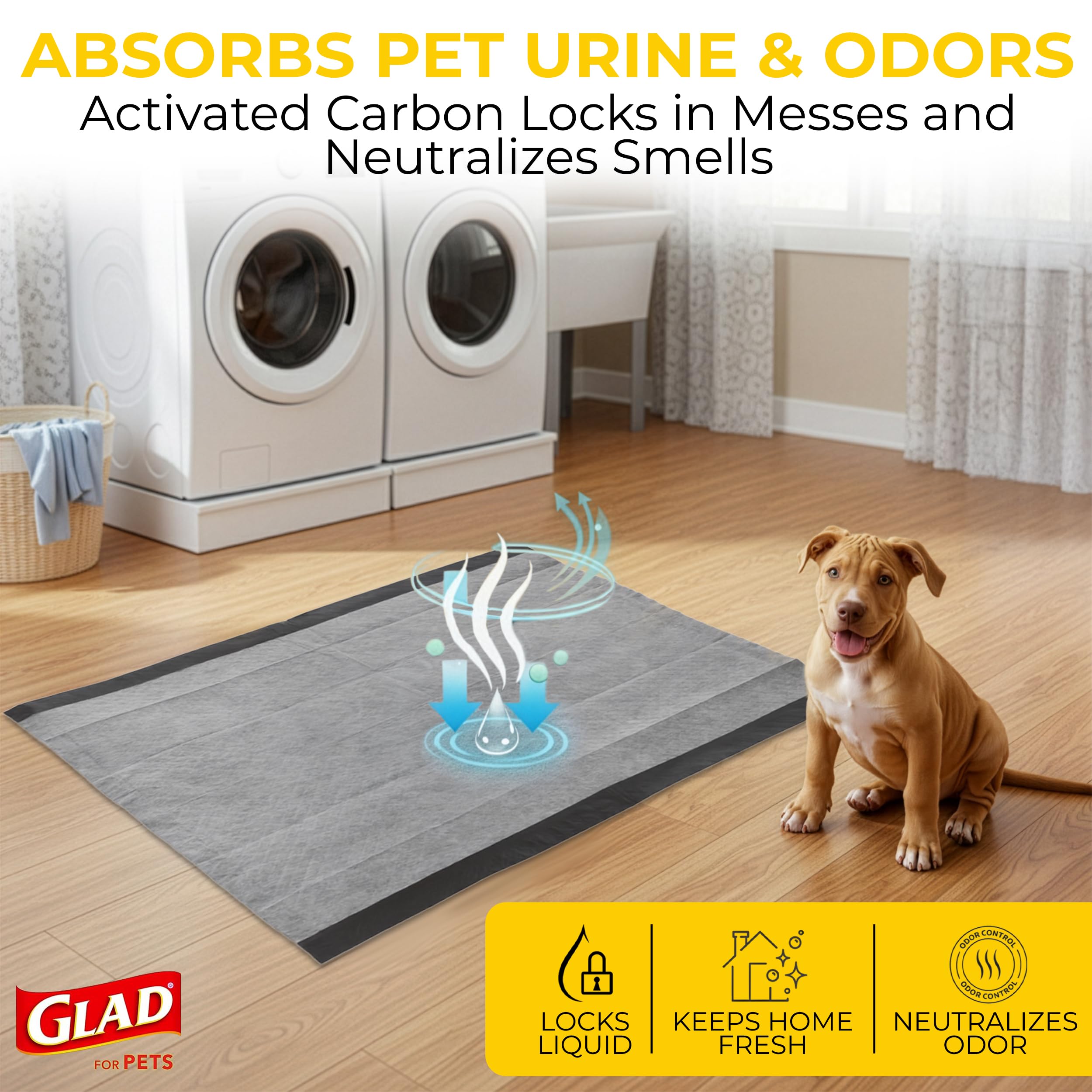 Glad for Pets leak-resistant gel-core pad shows clean removal after use.