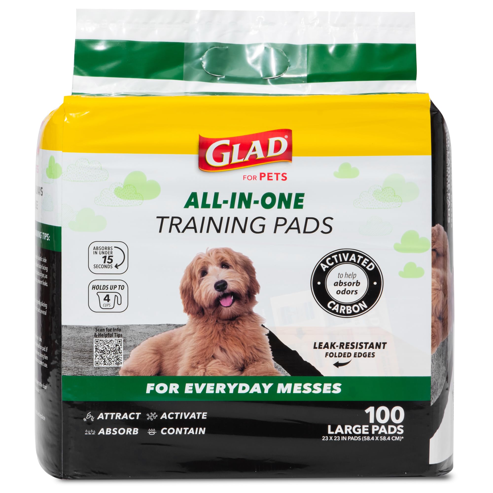 Glad for Pets pads activate carbon core traps odors at the source