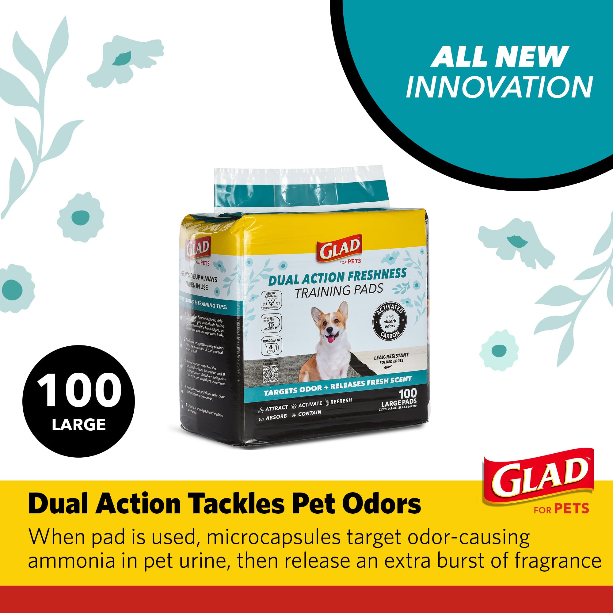 Glad for Pets six-layer leak-proof edges protect floors during training.